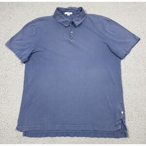 James Perse Polo Shirt Mens Medium 2 Blue Garment Dyed Supima Cotton USA